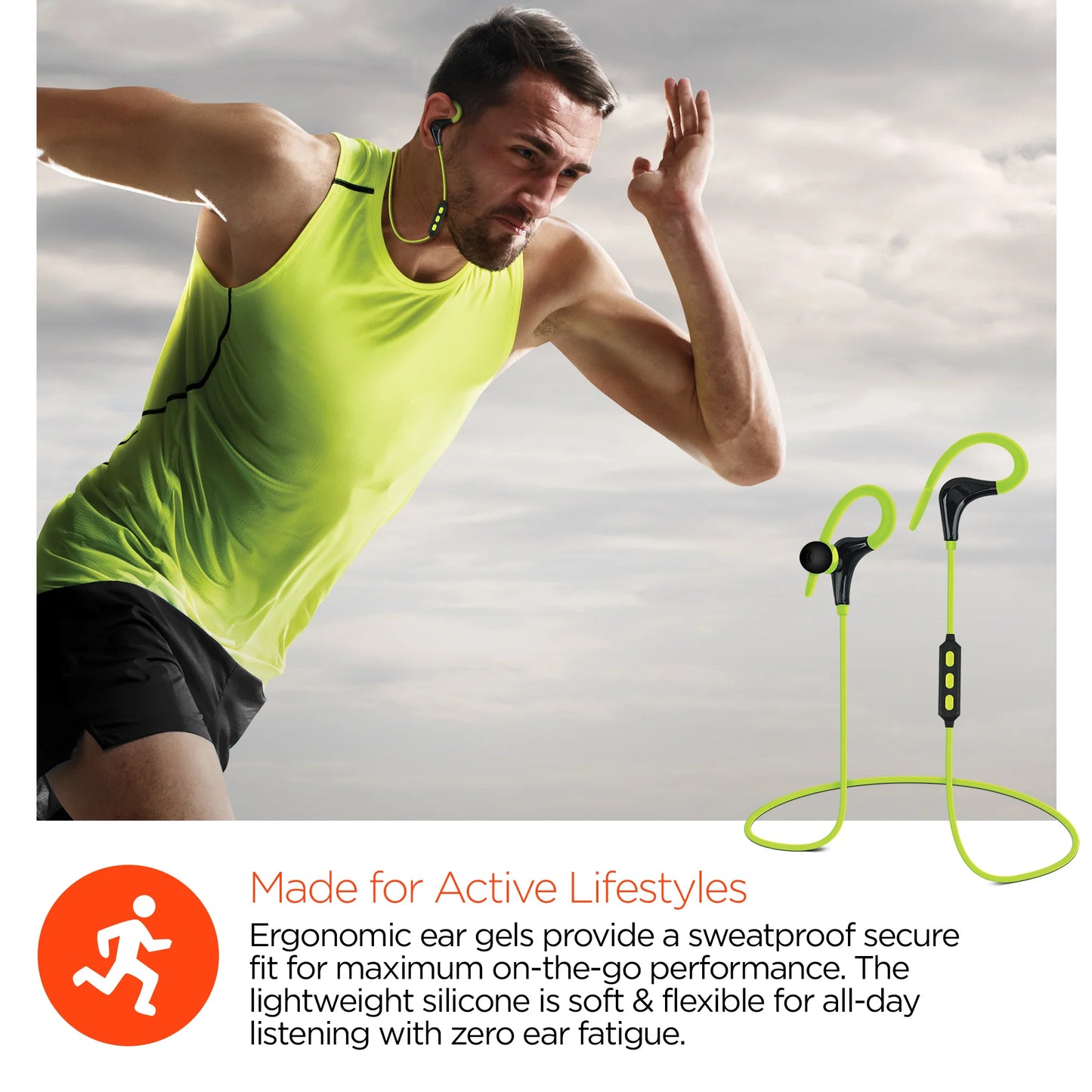 Hypergear Marathon Wireless Sports Earbuds – 5Hr Playtime & Tangle-Free Cable