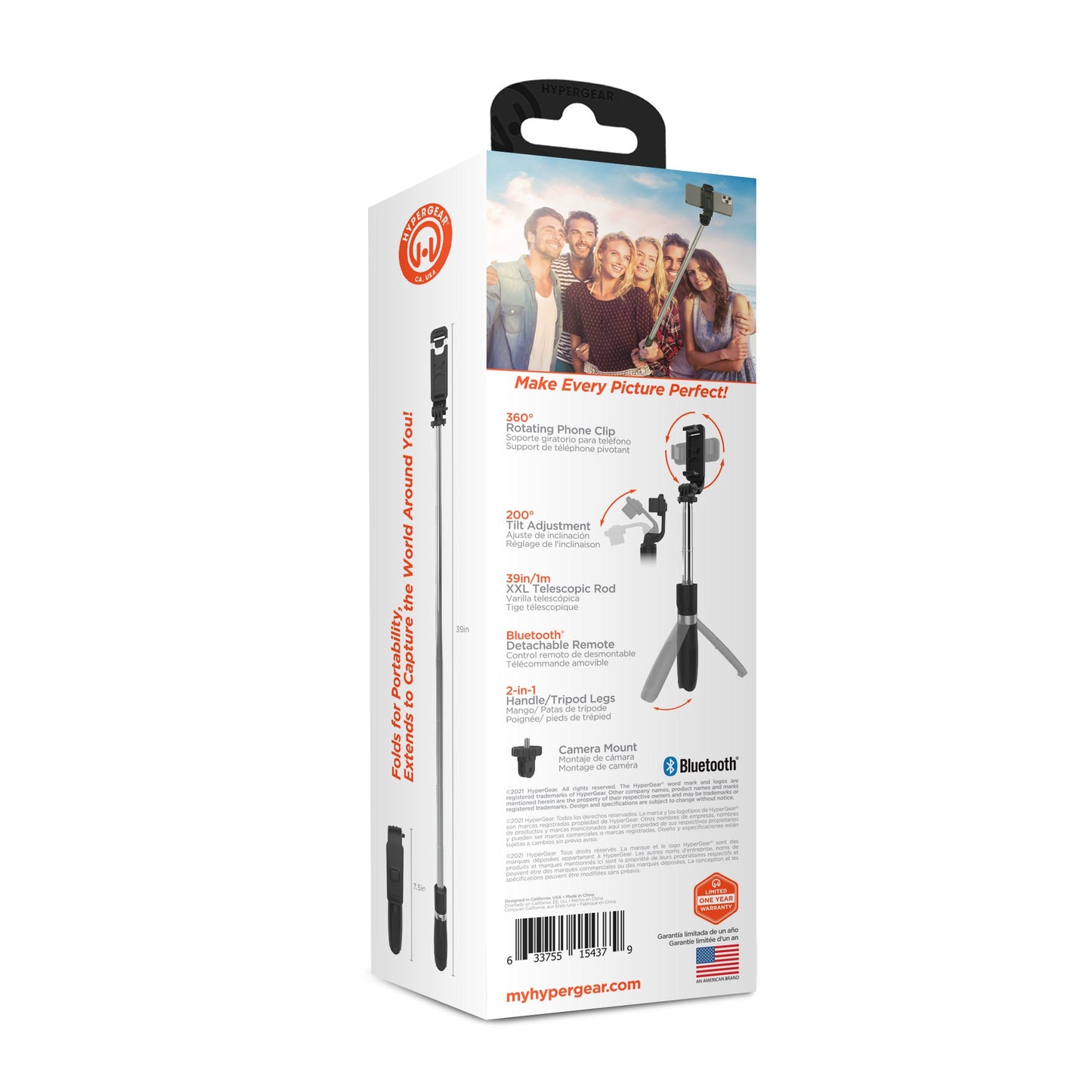 Hypergear Snapshot Wireless Selfie Stick + Tripod