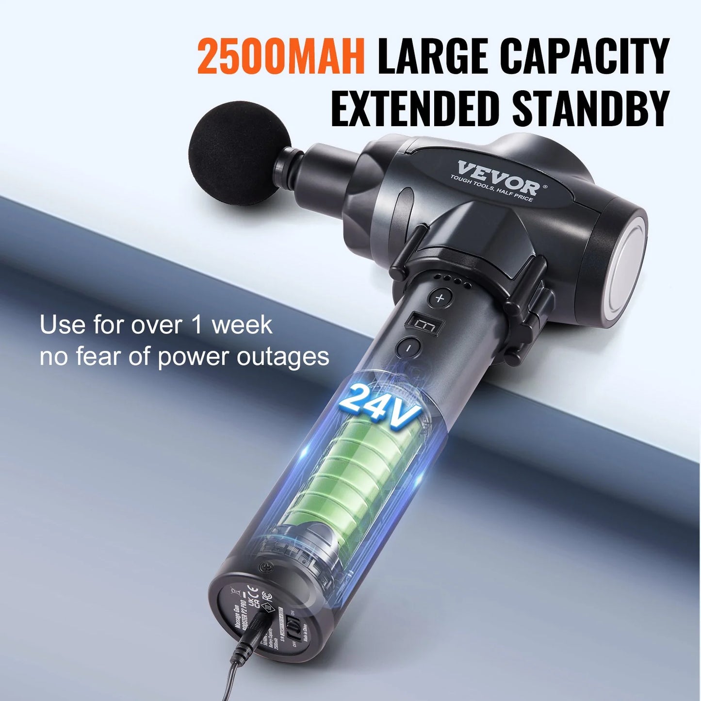 VEVOR Handheld Massage Gun – Deep Tissue Percussion Massager with 9 Speeds & 6 Heads