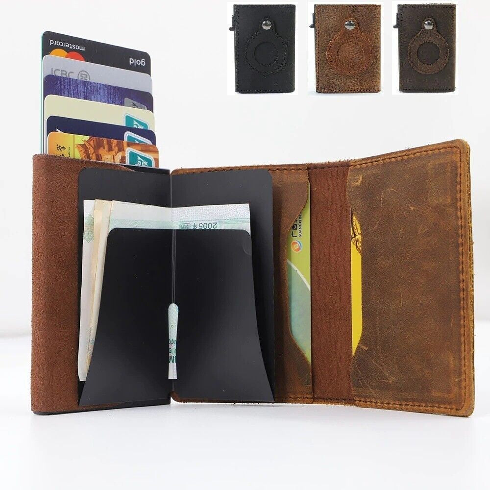 Airtag Wallet Case Leather Credit Card Holder