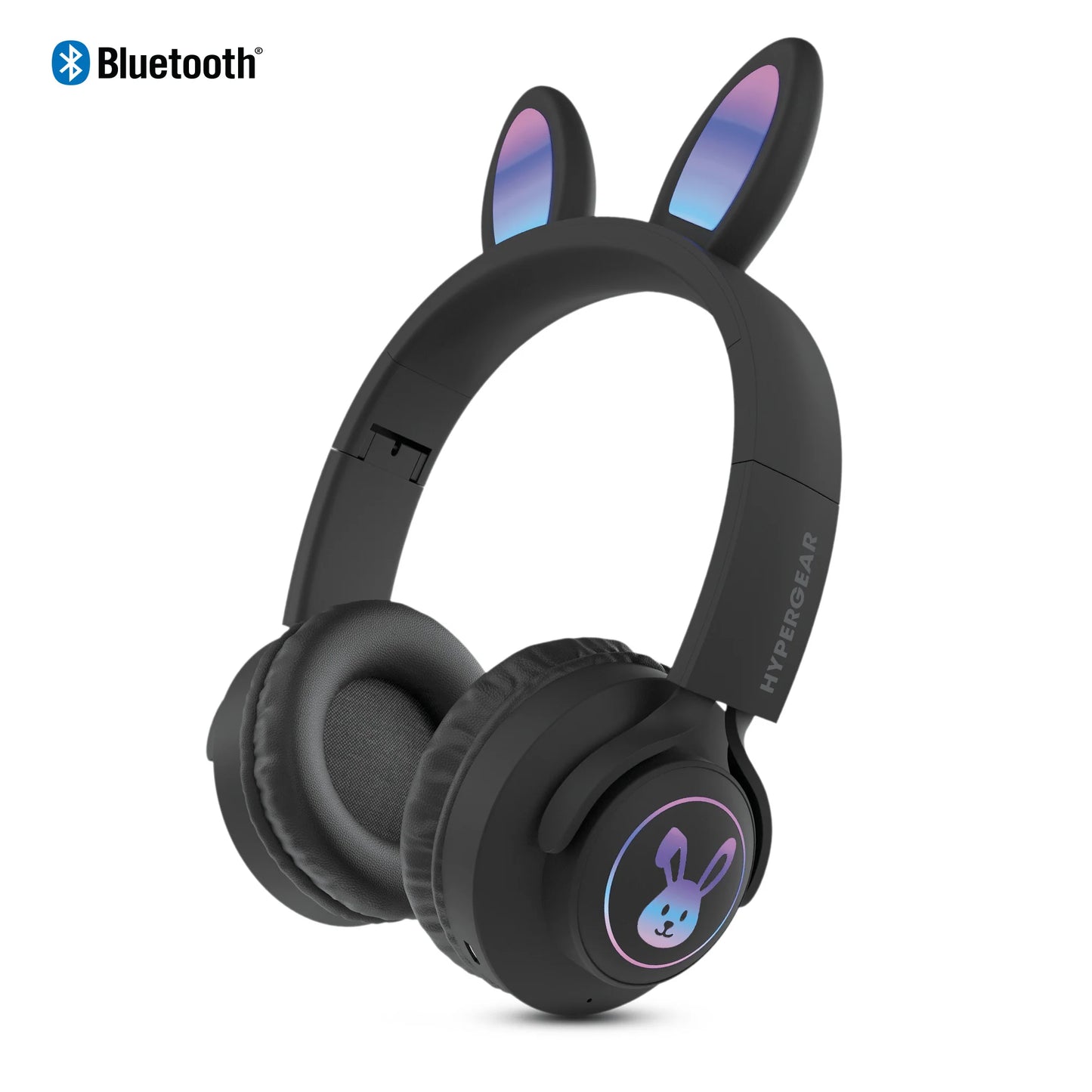 HyperGear Bunny Tracks Wireless Headphones – Light-Up Bluetooth Kids Headset with Cute Ears, Safe Volume & Built-In Mic