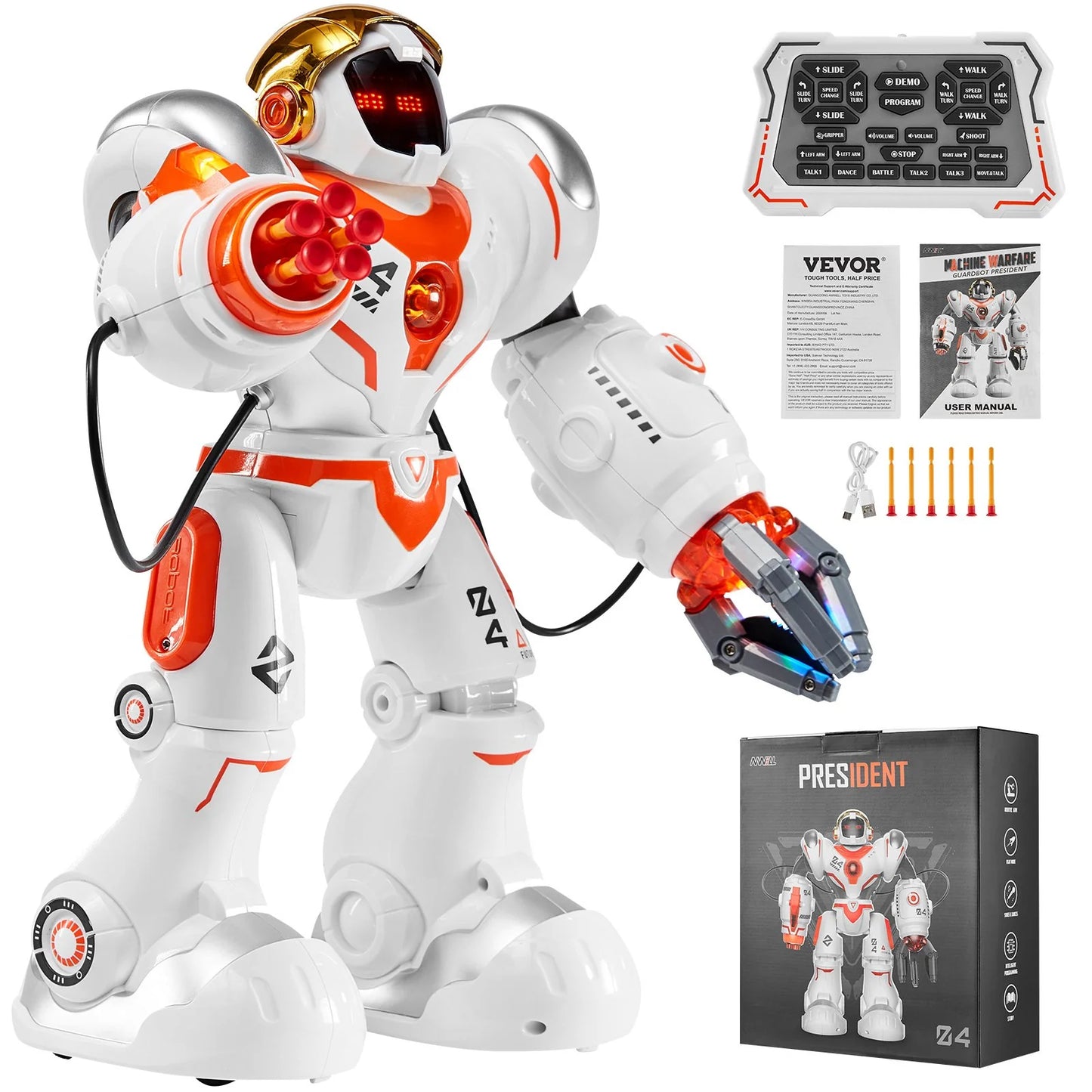 VEVOR RC Battle Robot Toy – Programmable Remote-Controlled Fighting Robot for Kids with Sounds & Lights
