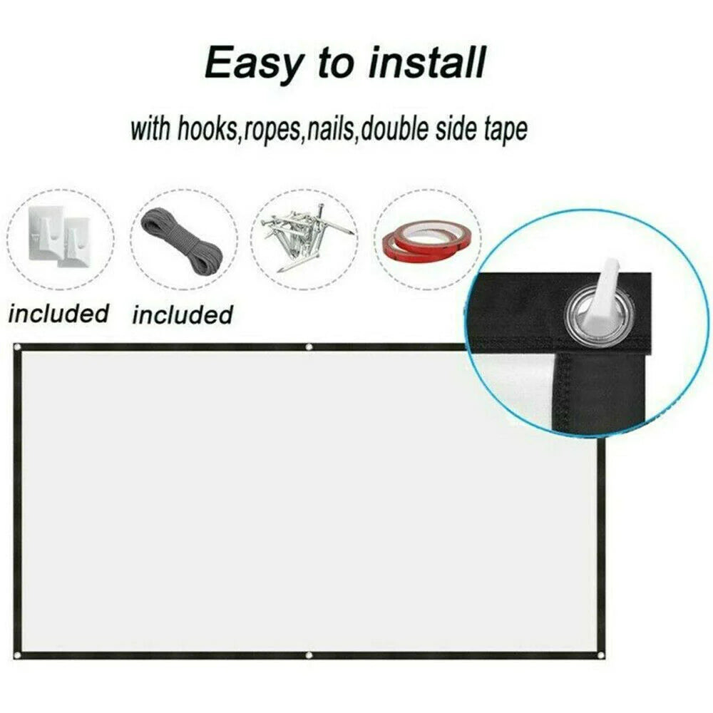 Portable Foldable Projector Screen 16:9 – Anti‑Crease Movie Screen for Indoor & Outdoor Home Theater