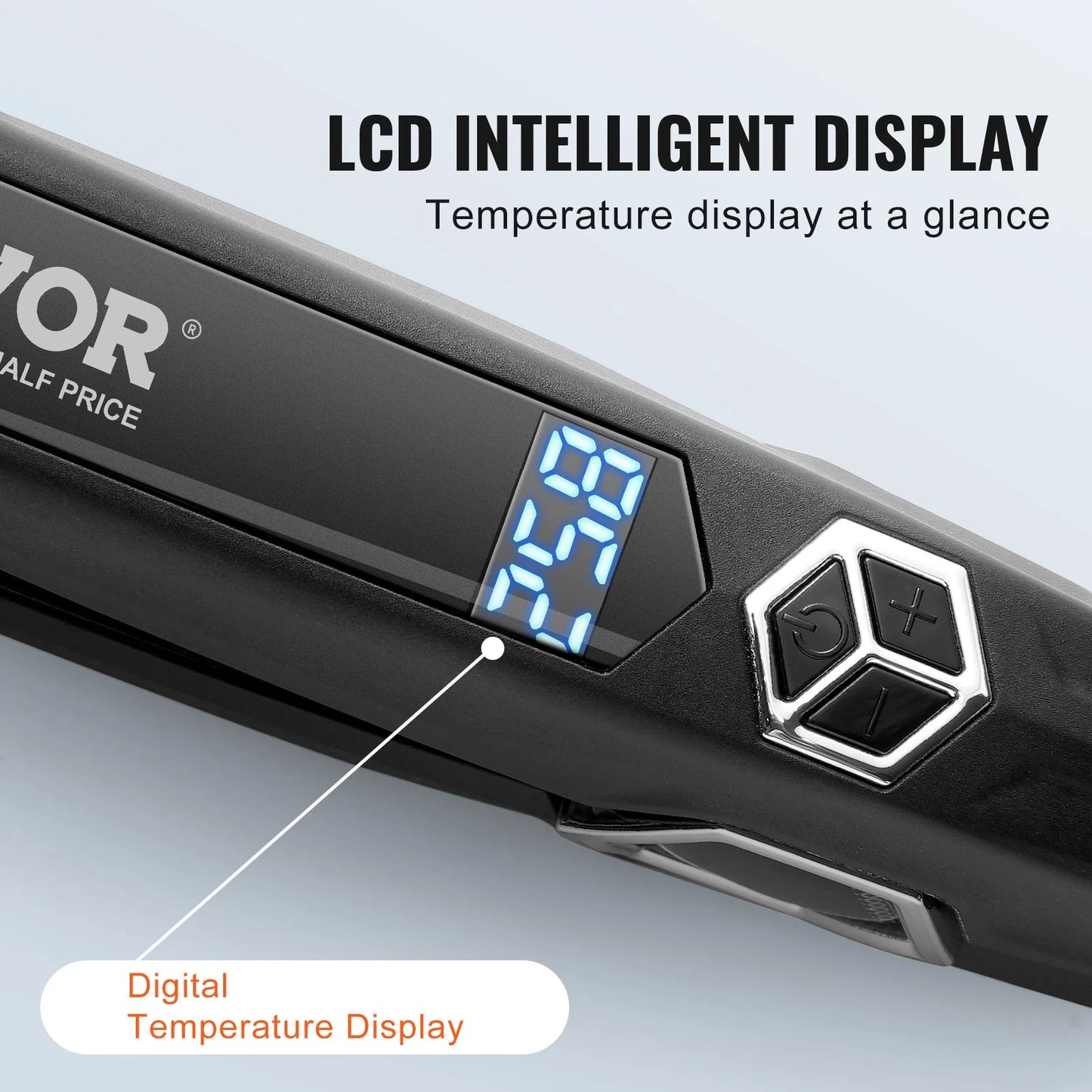 VEVOR Professional Hair Straightener – 1.5-Inch Titanium Flat Iron with Infrared Heat, Adjustable Temperature & LCD Display