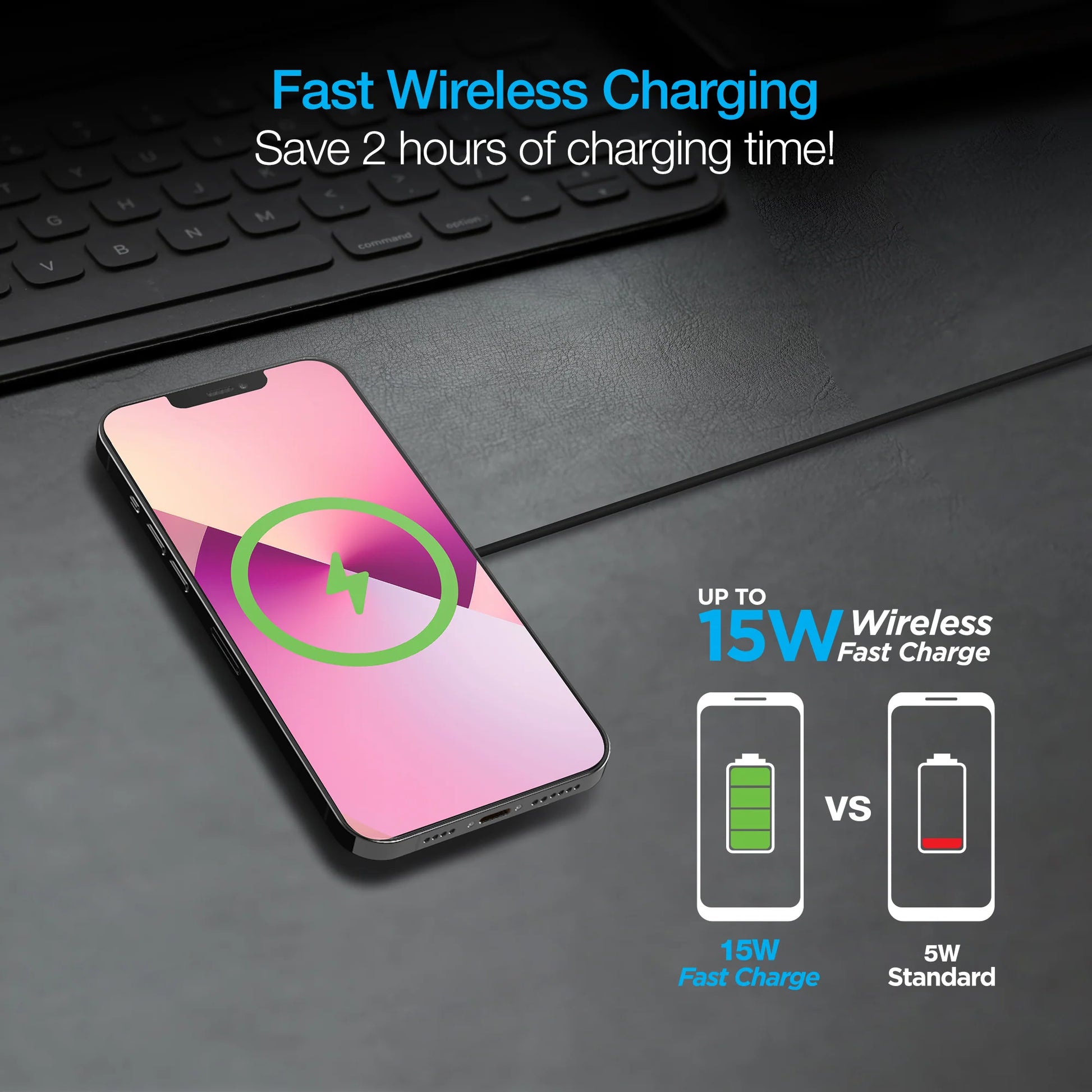 Naztech Alloy Magnetic 15W Wireless Fast Charger – MagSafe-Compatible Charger with Powerful Alignment Magnets & Slim Aluminium Design