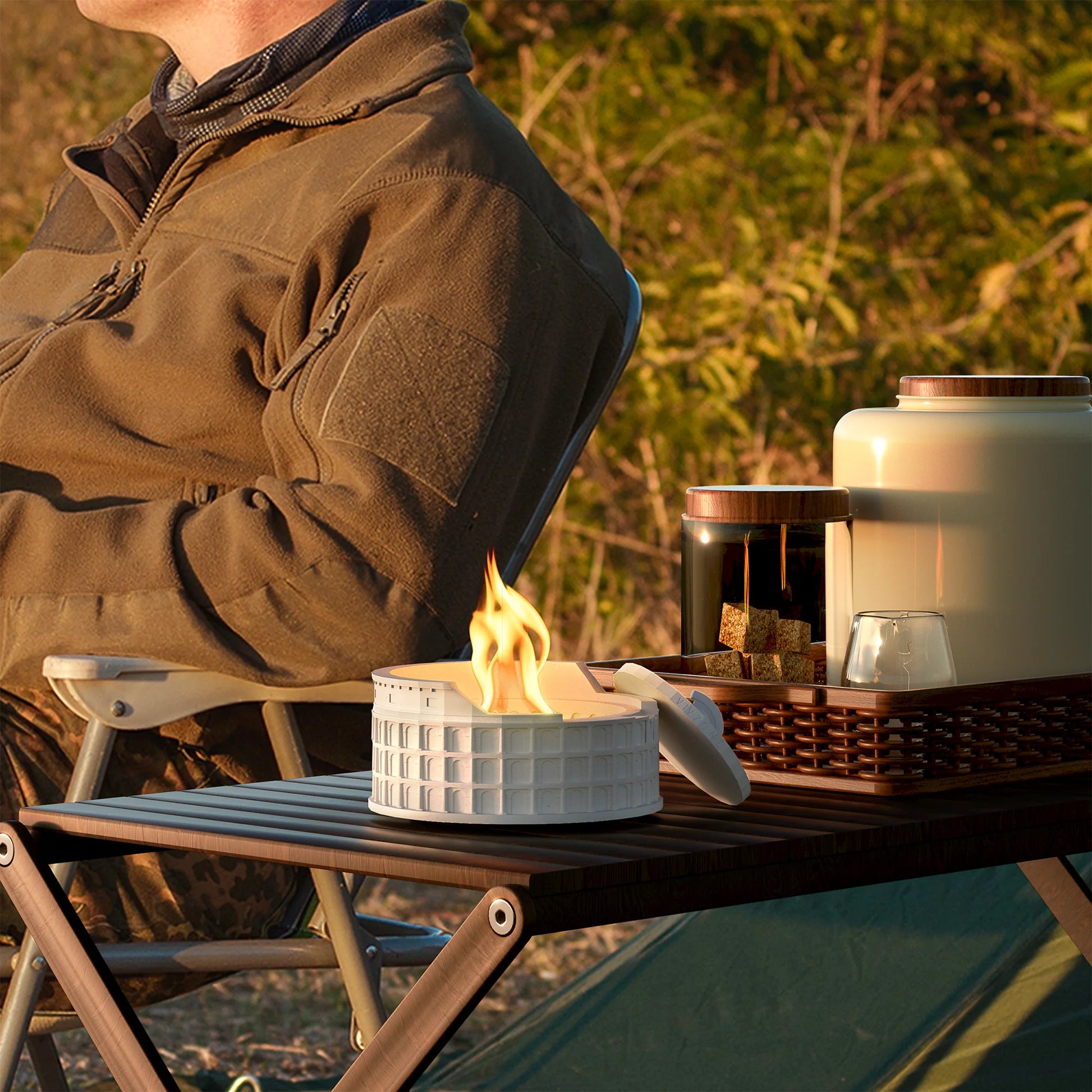 Colosseum Tabletop Fire Pit – Portable Ethanol Fireplace for Indoor & Outdoor Ambiance