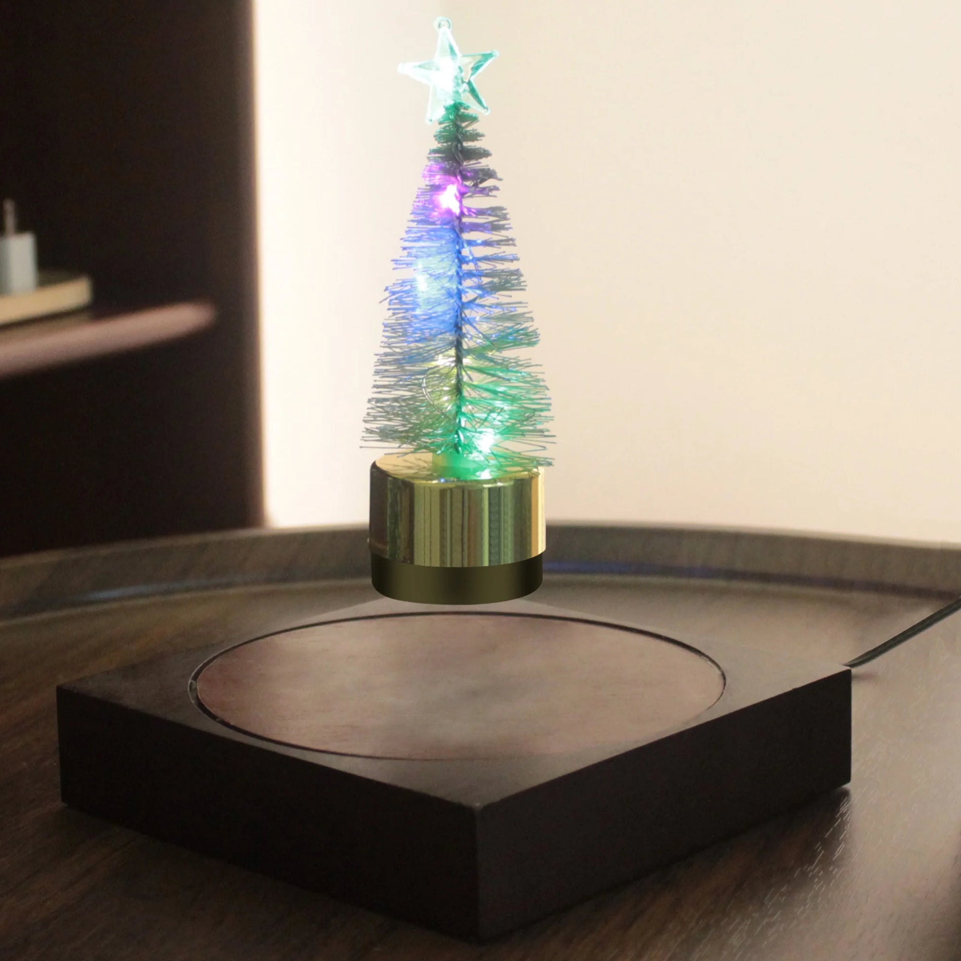 Levitation Christmas Tree Lamp – Magnetic Floating LED Tree with 360° Rotation & Warm Light for Unique Holiday Decor