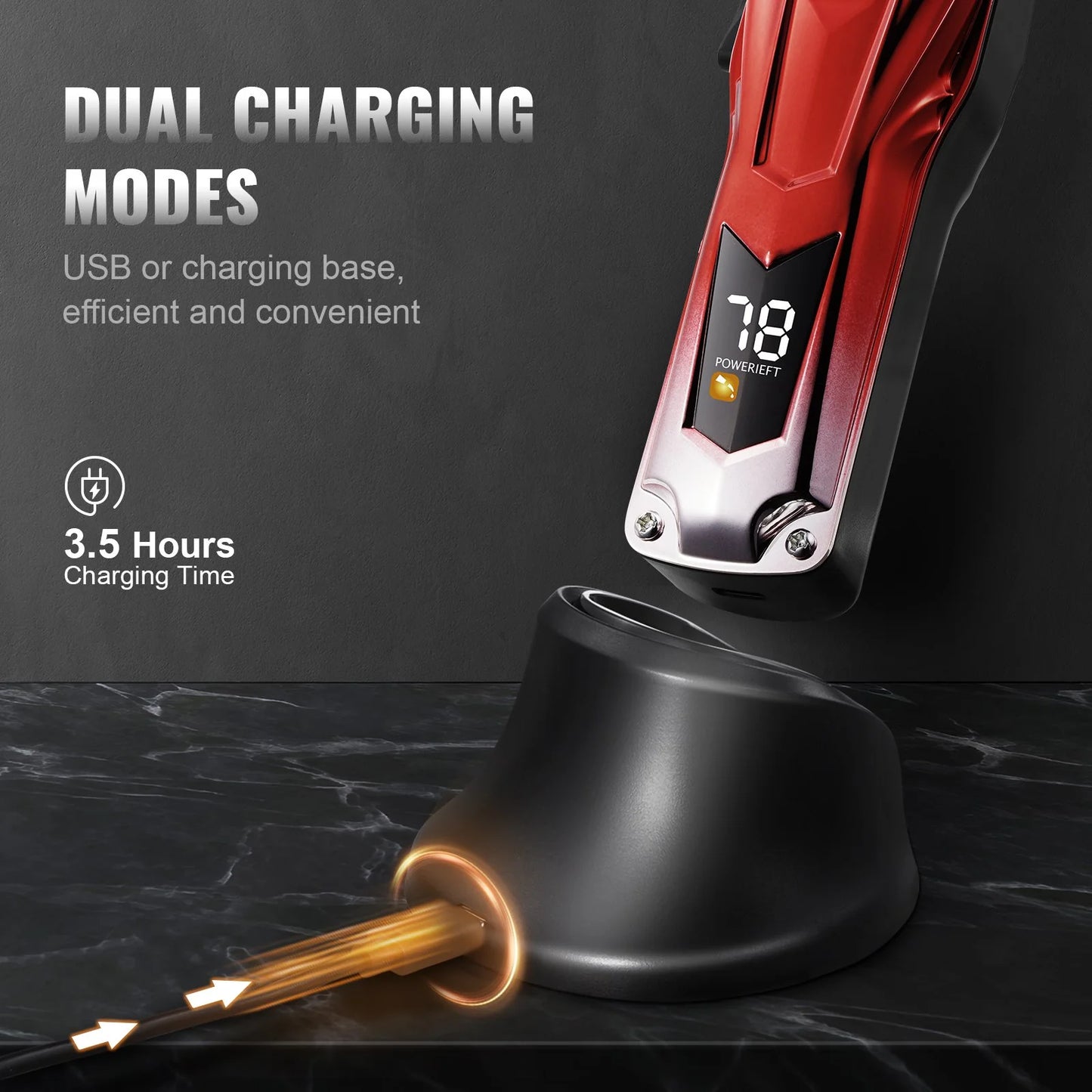 VEVOR Professional Hair Clipper – 6800 RPM Cordless Barber Trimmer with LCD Display & Comb Attachments