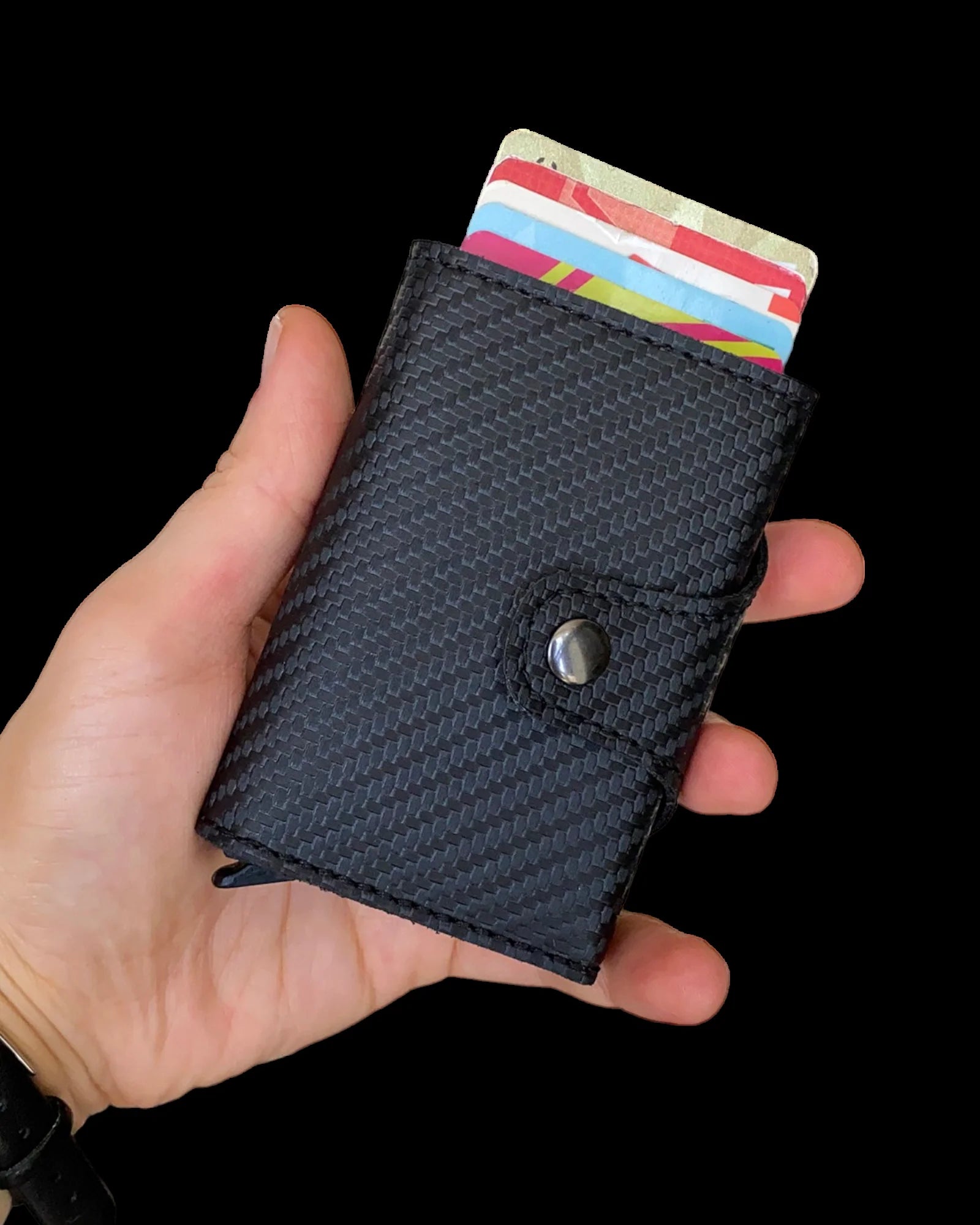 Carbon Fiber RFID Protection Pop-Up Mechanism Card Holder