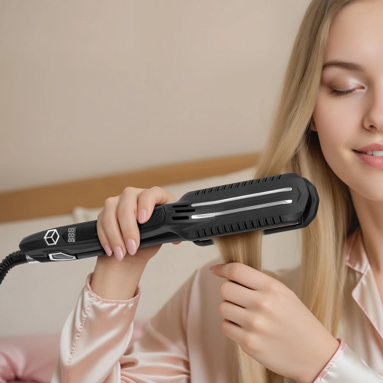 VEVOR Professional Hair Straightener – 1.5-Inch Titanium Flat Iron with Infrared Heat, Adjustable Temperature & LCD Display