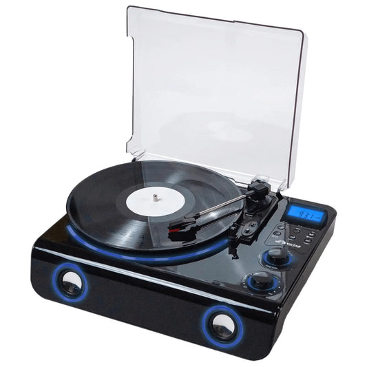 Victor Beacon 5-in-1 Turntable System – Vinyl Record Player with Bluetooth, CD, Cassette, FM Radio & Built-In Speakers