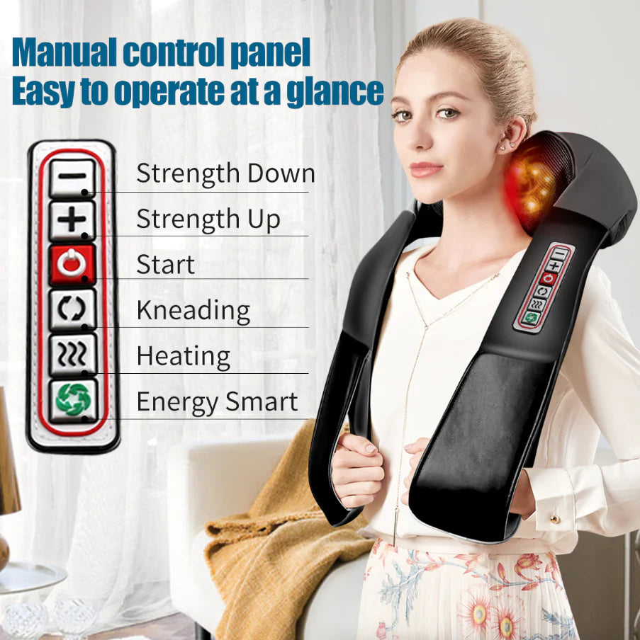 Shiatsu Neck & Back Massager Pillow with Heat – Deep Kneading 3D Massage Cushion for Shoulder, Home & Car Use