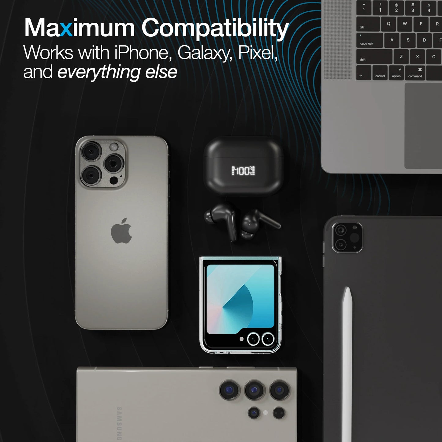 Naztech Xpods ANC True Wireless Earbuds – Active Noise Cancelling Earbuds with Transparency Mode, 25h Playtime & Wireless Charging Case