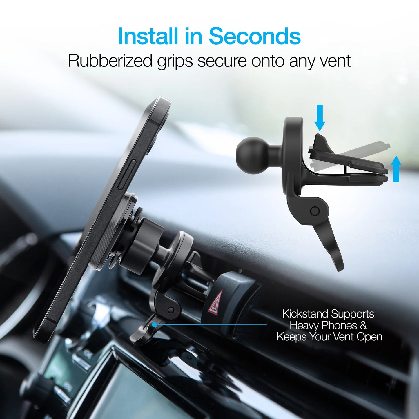 Naztech MagBuddy Elite Vent Mount – Magnetic Hands‑Free Car Phone Holder with 360° Swivel