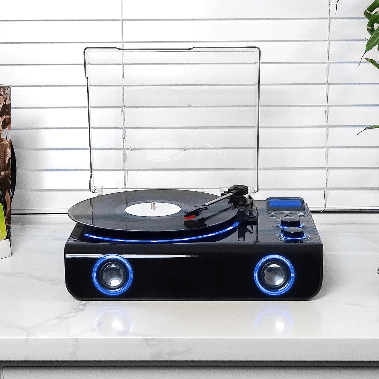Victor Beacon 5-in-1 Turntable System – Vinyl Record Player with Bluetooth, CD, Cassette, FM Radio & Built-In Speakers