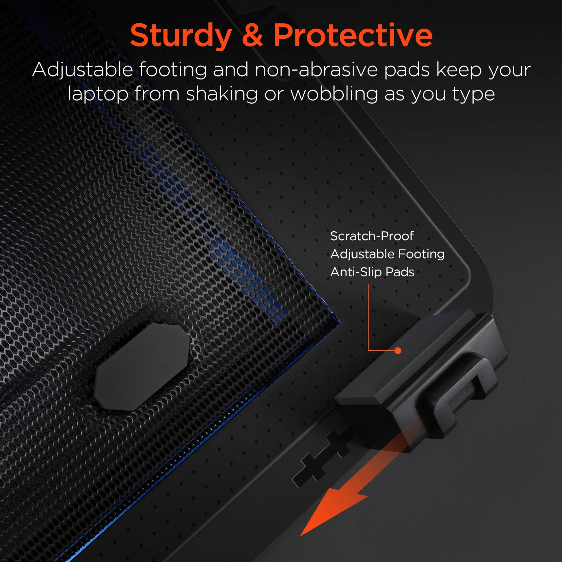 HyperGear Upright Air Portable Laptop Cooling Stand – Adjustable Height Laptop Stand with Quiet Fan, LED & Dual USB Hub