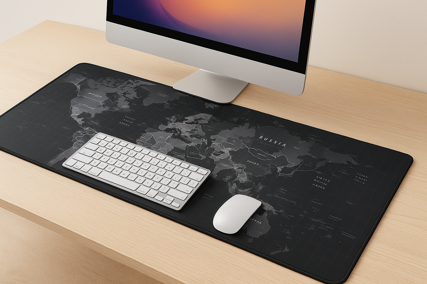 Extended Gaming Mouse Pad – Large 31x12" Desk Keyboard Mat (World Map)